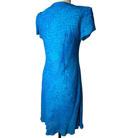 Outlook Women's Dress Size 6 Blue Paisley Short Sleeve Round Neck Lined Sheath K - Picture 5 of 13